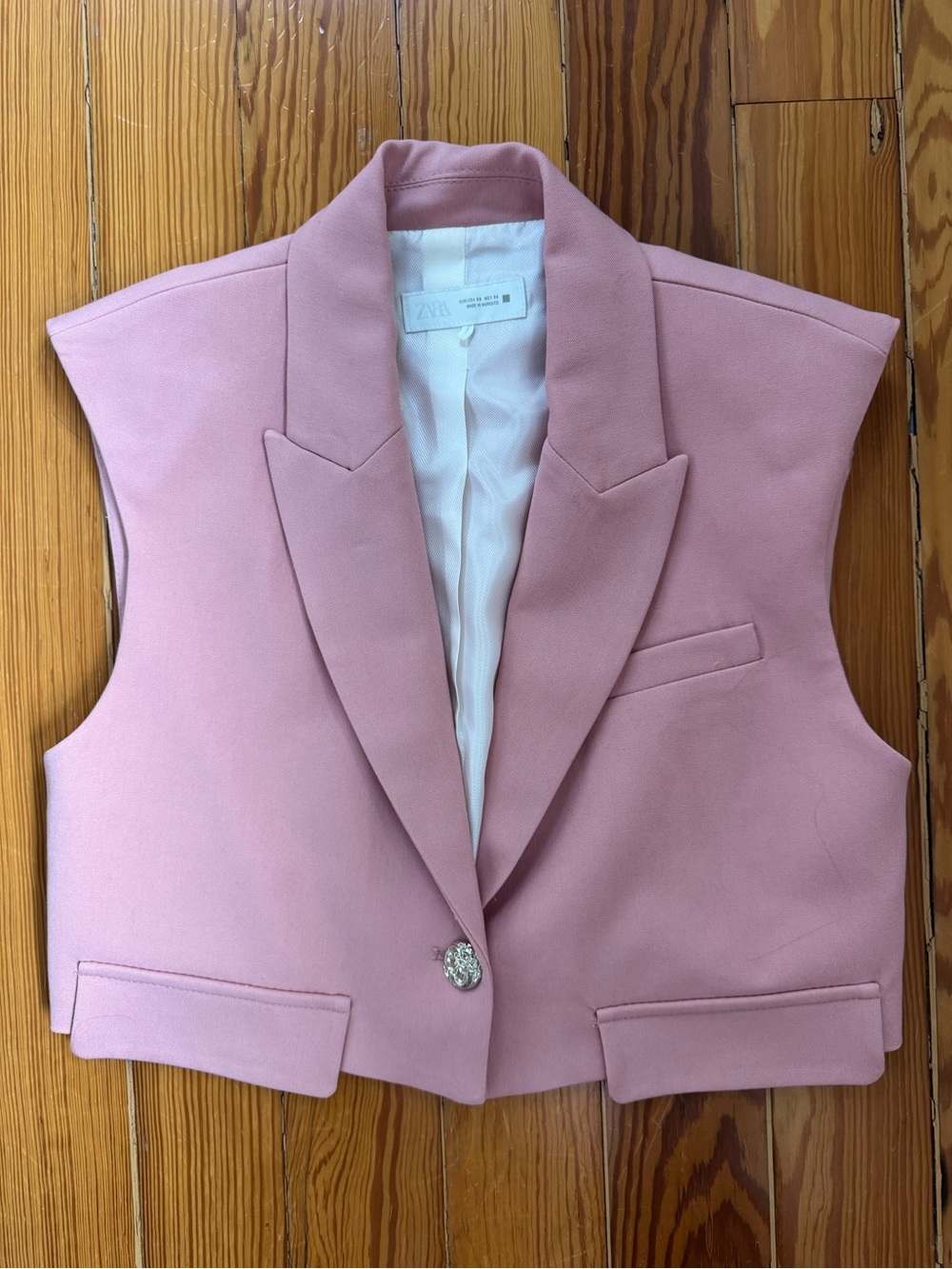 Zara Blush Pink Sleeveless Tailored Blazer Vest